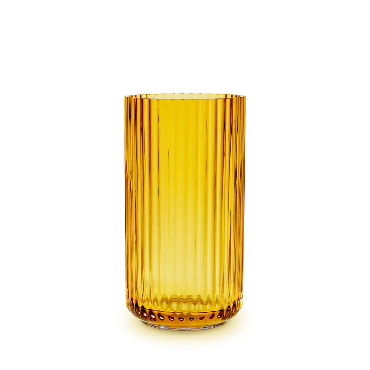 Le vase en verre de Lyngby Porcelæn , H 15,5 cm, amber