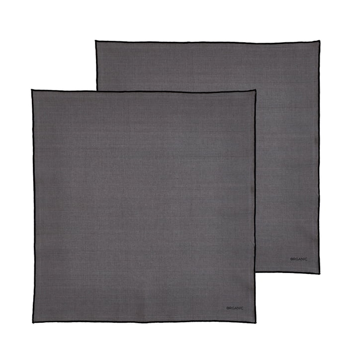 Les serviettes en tissu Organic de Södahl , 50 x 50 cm, gris / noir (lot de 2)