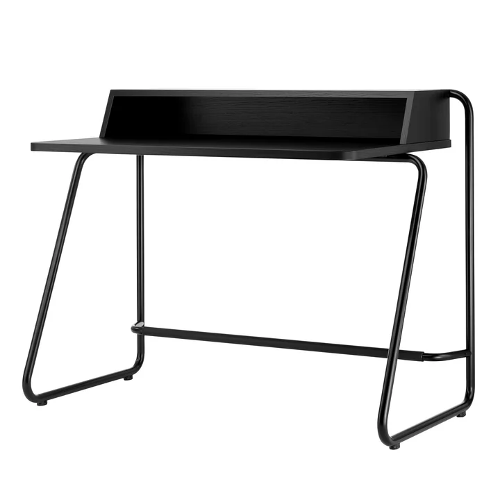 S 1200 Secrétaire de Thonet en acier noir / corps en MDF noir profond (RAL 9005) / table en hêtre teinté noir