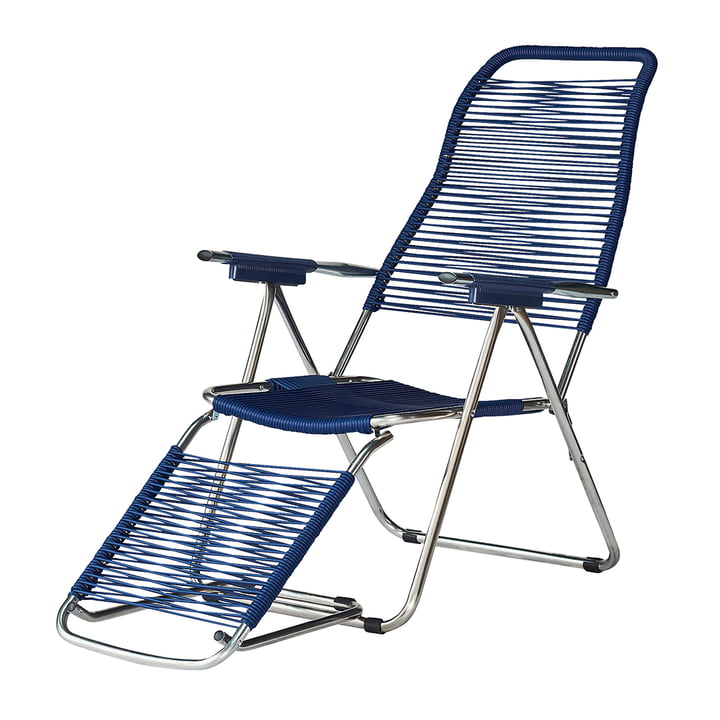 La chaise longue Spaghetti de Fiam , cadre aluminium / revêtement bleu