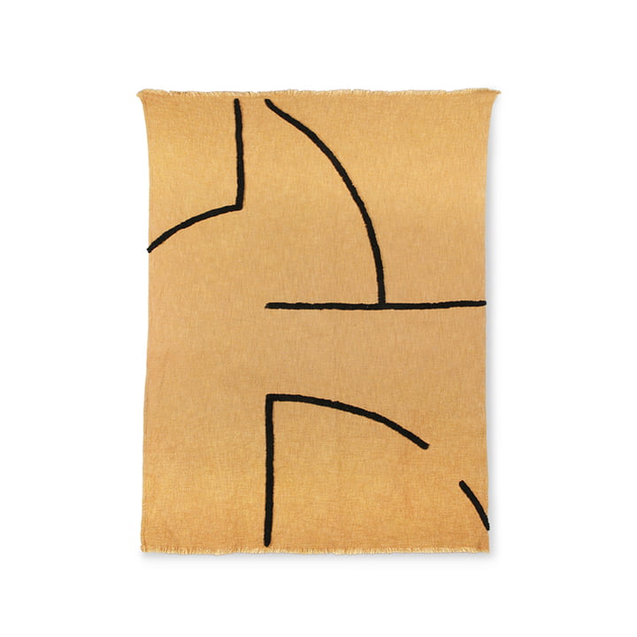 La couverture à motifs de rayures de HKliving , 130 x 170 cm, ocre / noir