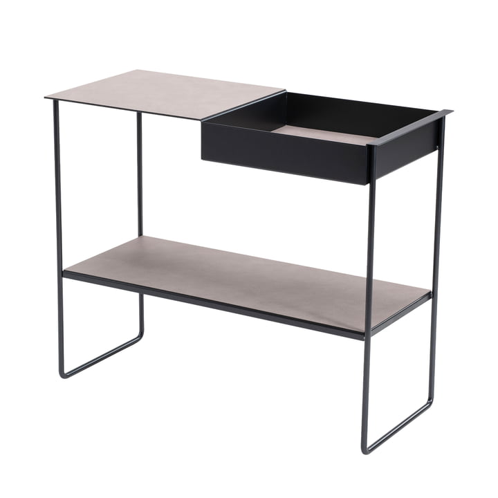 Table console avec plateau de LindDNA en noir acier / Bull warm grey