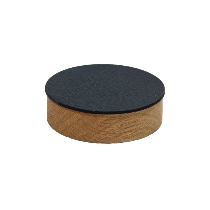 Wood Box avec couvercle rond S Ø 11 cm de Lind DNA en chêne naturel / noir