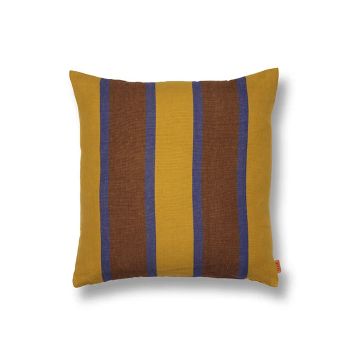 Grand Coussin 50 x 50 cm de Ferm Living en citron vert / bleu foncé / chocolat