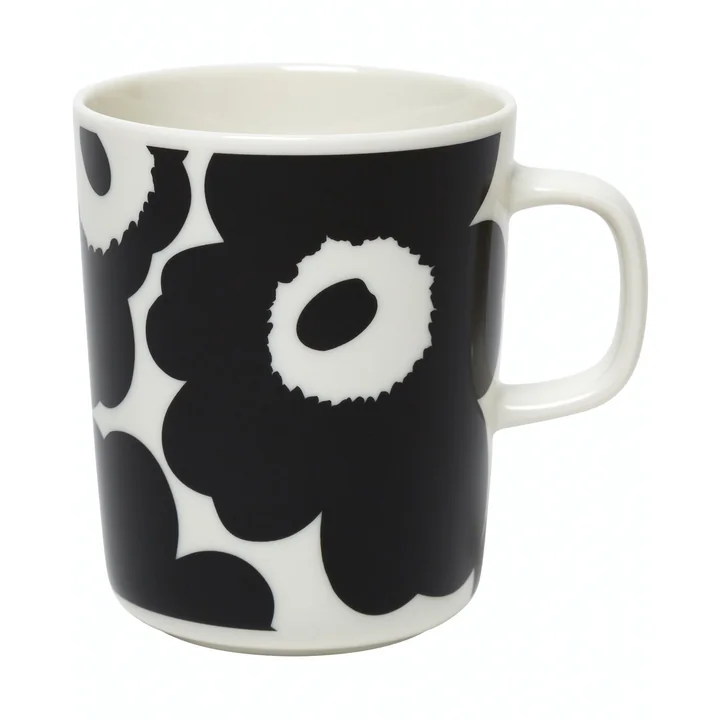 Marimekko - Oiva Unikko Gobelet avec anse, 250 ml, noir / blanc