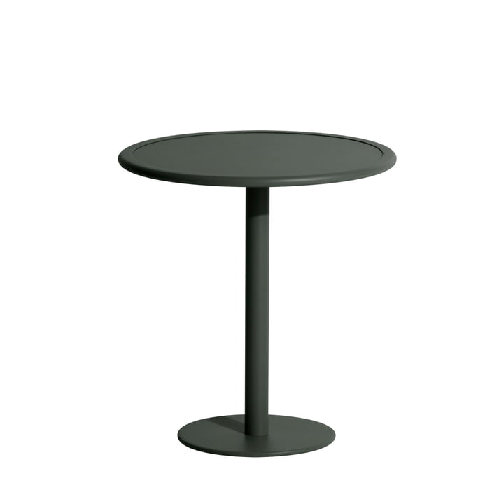La table de bistrot Week-End Outdoor de Petite Friture , Ø 70 cm, vert verre