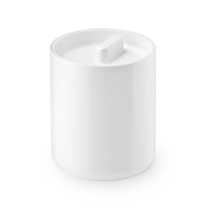 La boîte à couvercle Lunar de Authentics , Ø 10 cm, blanc / blanc