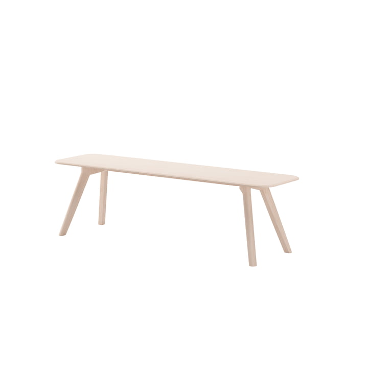 Meyer Banc Medium 160 cm, frêne ciré avec pigment blanc de OUT Objekte unserer Tage