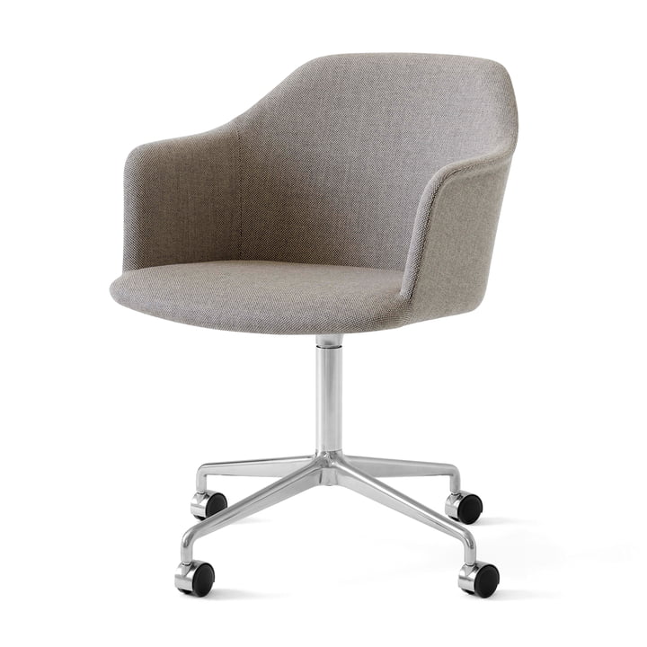Rely HW50 Fauteuil à roulettes, aluminium poli / Kvadrat Re-Wool 218 by & tradition