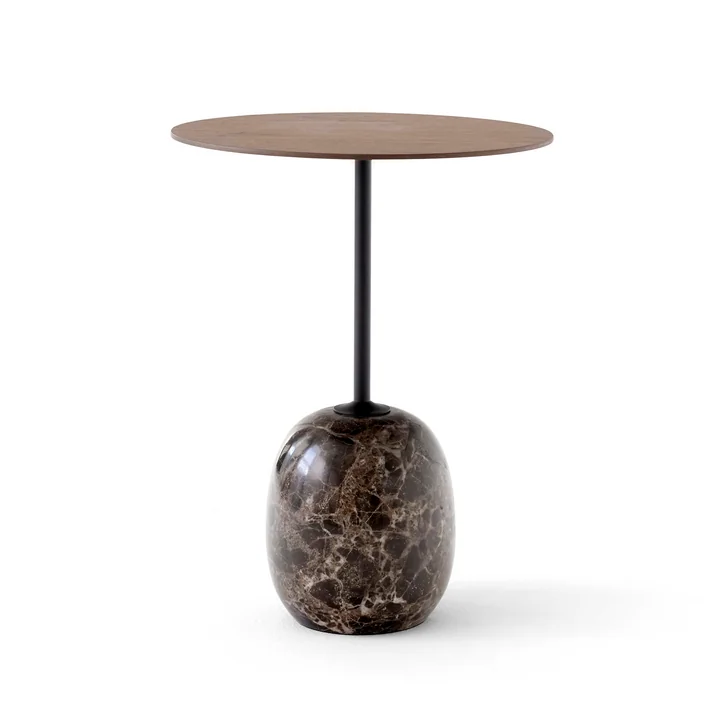 & Tradition - Lato Table d'appoint, H 50 cm / Ø 40 cm, Noyer / Marbre Emparador