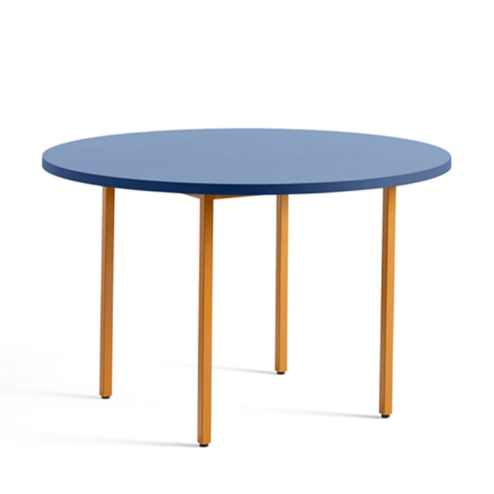 Two-Colour Table de salle à manger Ø 120 cm de Hay au design rond en couleur bleu / ocre