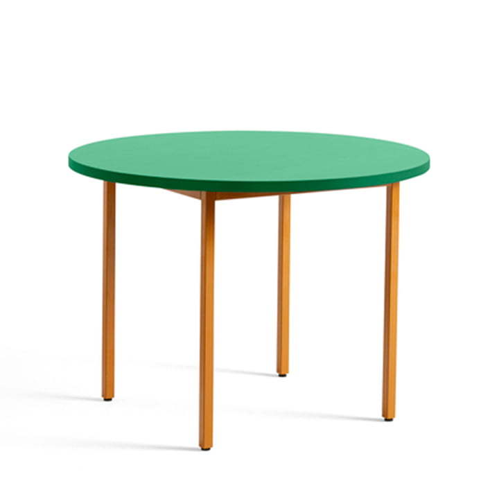 Two-Colour Table de salle à manger Ø 105 cm de Hay en version ronde dans la couleur menthe / ocre