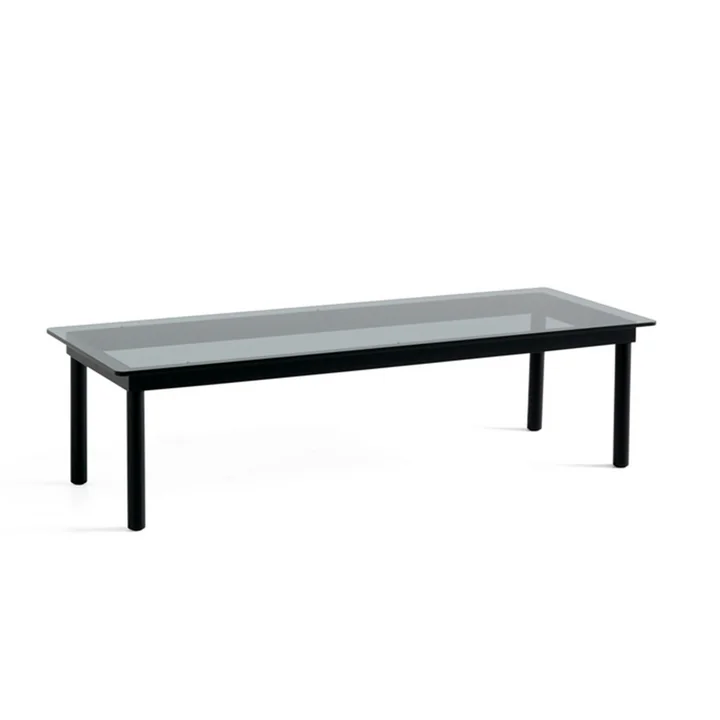 Kofi Table basse avec plateau en verre par HAY dans la taille 140 x 50 cm dans la couleur noir / gris transparent