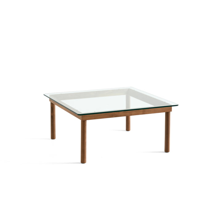 Kofi Table basse avec plateau en verre de Hay, dimensions 80 x 80 cm, couleur noyer/clair.