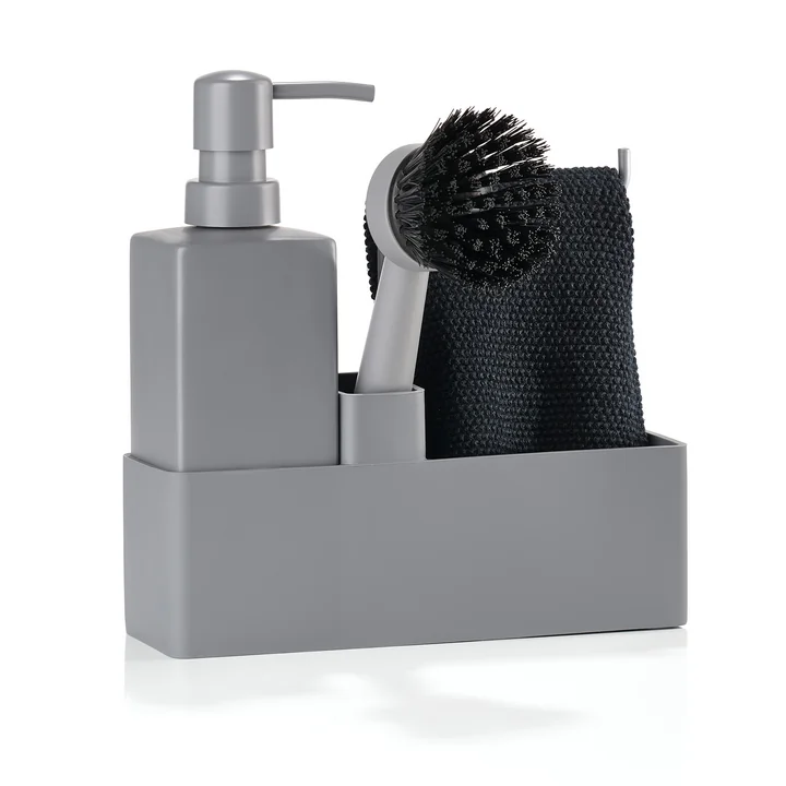 Set de vaisselle avec chiffon (4 pièces) de Zone Denmark en cool grey