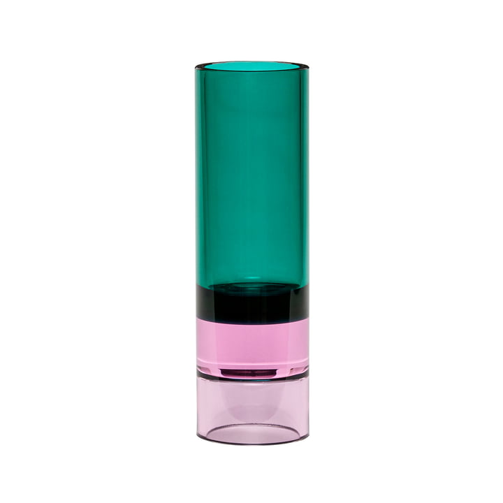 Porte-bougie à réchaud / vase en cristal, vert / rose par Hübsch Interior
