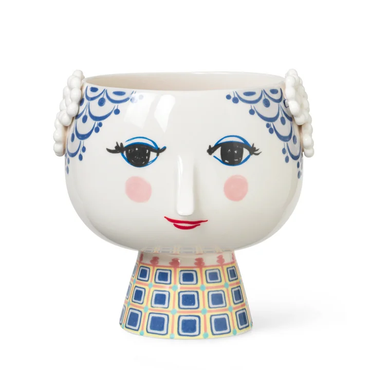 Eva Cache-pot avec pied Ø 21 cm, bleu de Bjørn Wiinblad