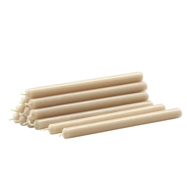 Bougies en paraffine (set de 12) de Stoff Nagel en beige