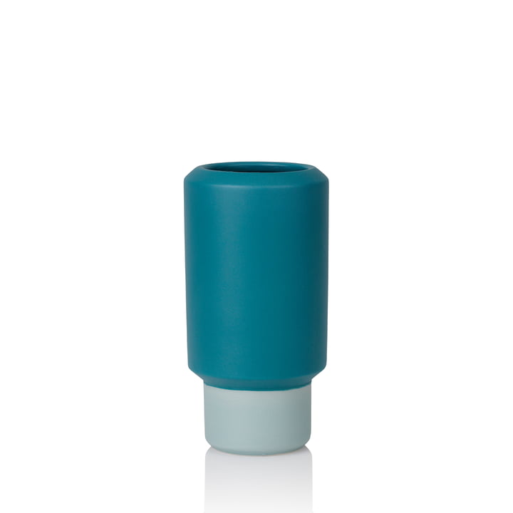 Fumario Vase H 16,5 cm de Lucie Kaas en bleu pétrole / vert menthe