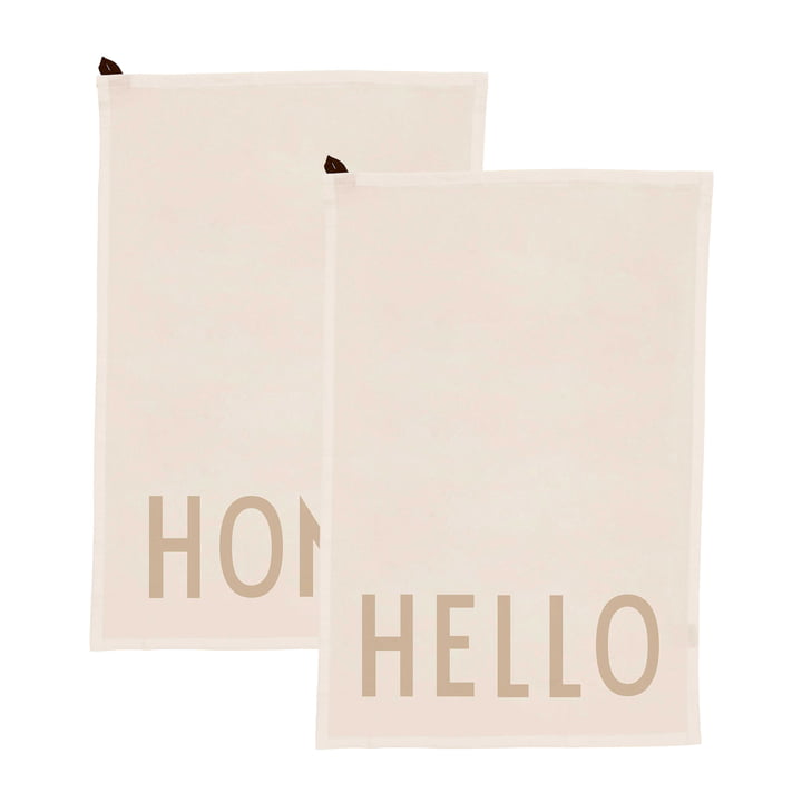 Favourite Torchon en Hello / Home, blanc cassé (lot de 2) de Design Letters