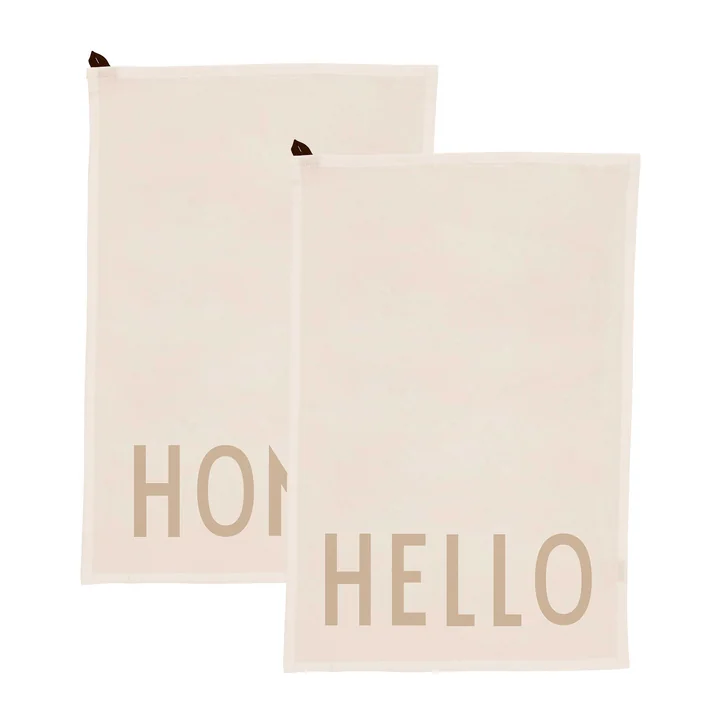 Favourite Torchon en Hello / Home, blanc cassé (lot de 2) de Design Letters