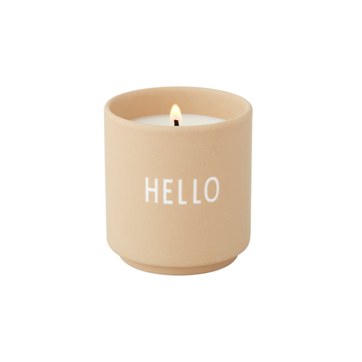 Bougie parfumée petite de Design Letters en Hello / beige