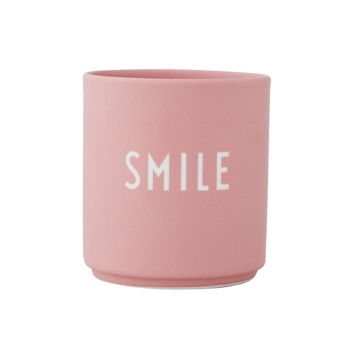 AJ Favourite Tasse en porcelaine de Design Letters en Smile / old rose
