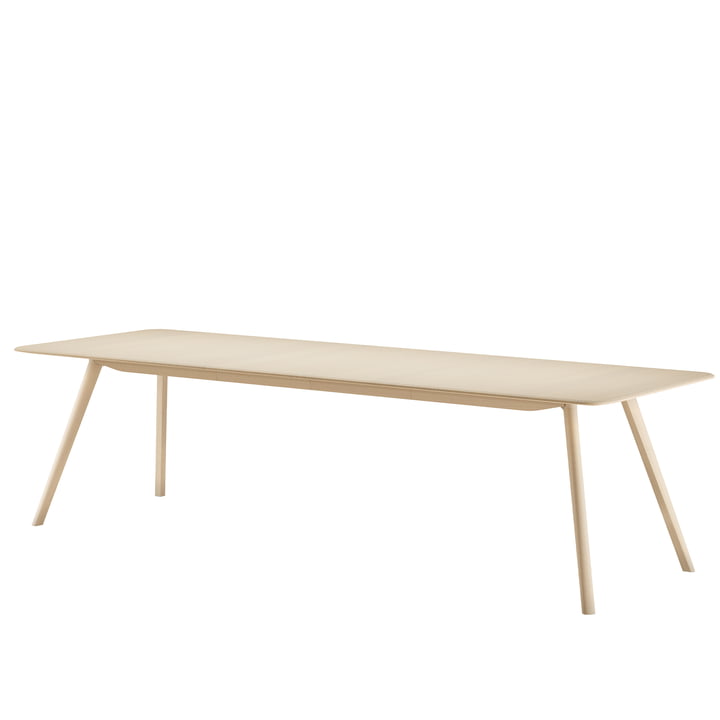 Meyer Table à rallonges, 180 - 225 cm, frêne ciré avec pigment blanc de OUT Objekte unserer Tage