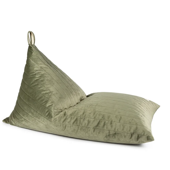 Essaouira Beanbag Velvet de Nobodinoz dans la version gold bubble / vert olive