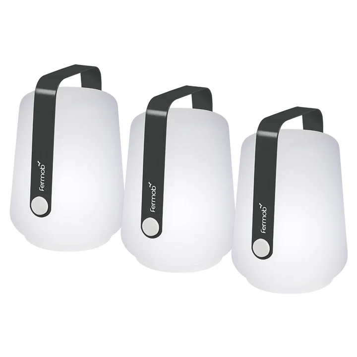La lampe LED rechargeable Balad de Fermob , H 12 cm, Set de 3, anthracite