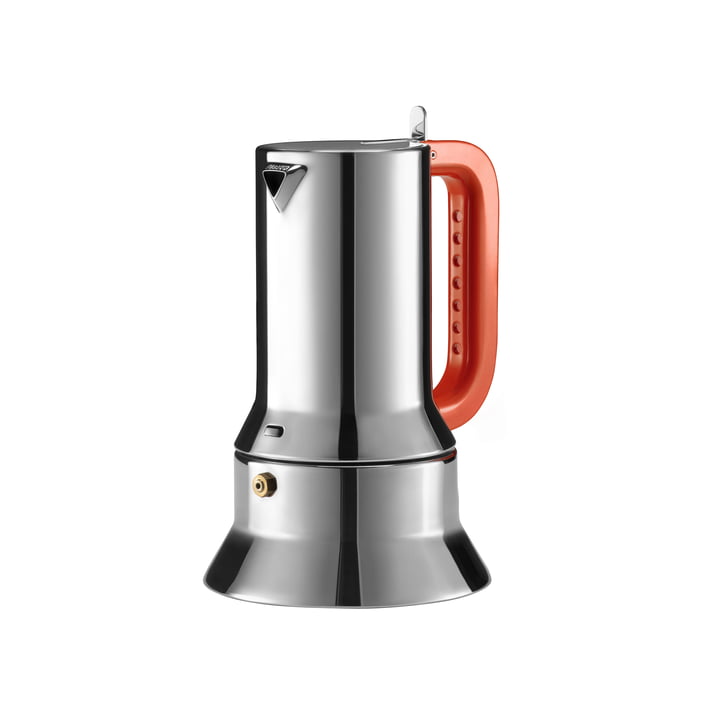 9090 manico forato Machine à espresso à induction 30 cl de Alessi en orange / acier inoxydable