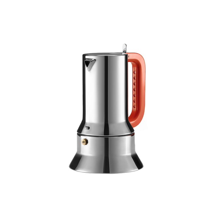 9090 manico forato Machine à espresso à induction 15 cl de Alessi en orange / acier inoxydable