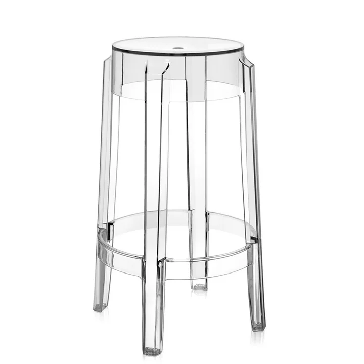 Charles Ghost Tabouret de bar de Kartell , H 65 cm en verre clair