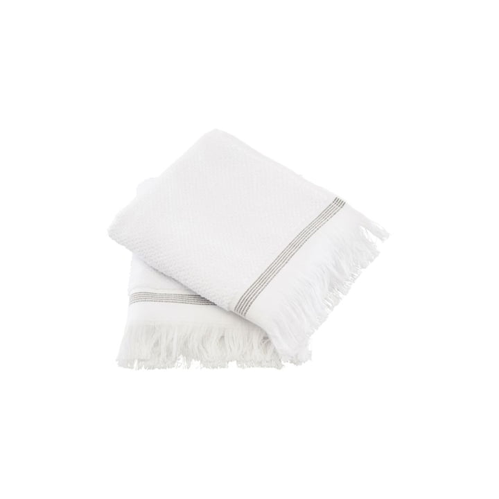 Serviette de bain rayée, 40 x 60 cm de Meraki en blanc / gris (set de 2)