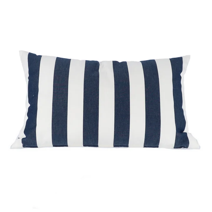Somnia Coussin d'extérieur, 40 x 60 cm de Jan Kurtz en rayures blanc / bleu foncé