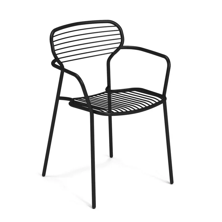 Apero Outdoor Chaise avec accoudoirs de Emu en noir