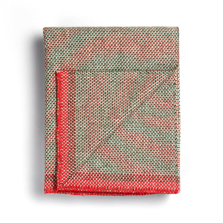 Røros Tweed - Una Couverture de laine 200 x 150 cm, bicolore rouge / vert