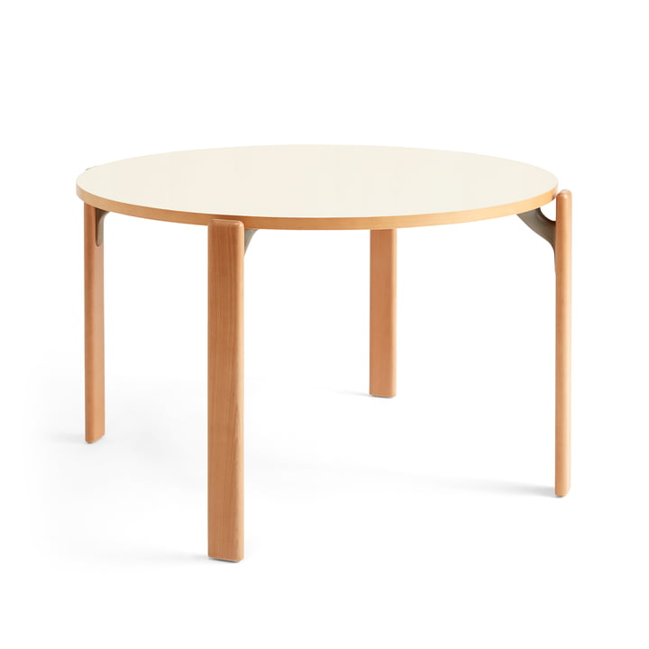 Rey Table de salle à manger, Ø 128,5 cm, hêtre naturel / stratifié ivoire de Hay