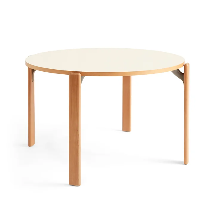 Rey Table de salle à manger, Ø 128,5 cm, hêtre naturel / stratifié ivoire de HAY