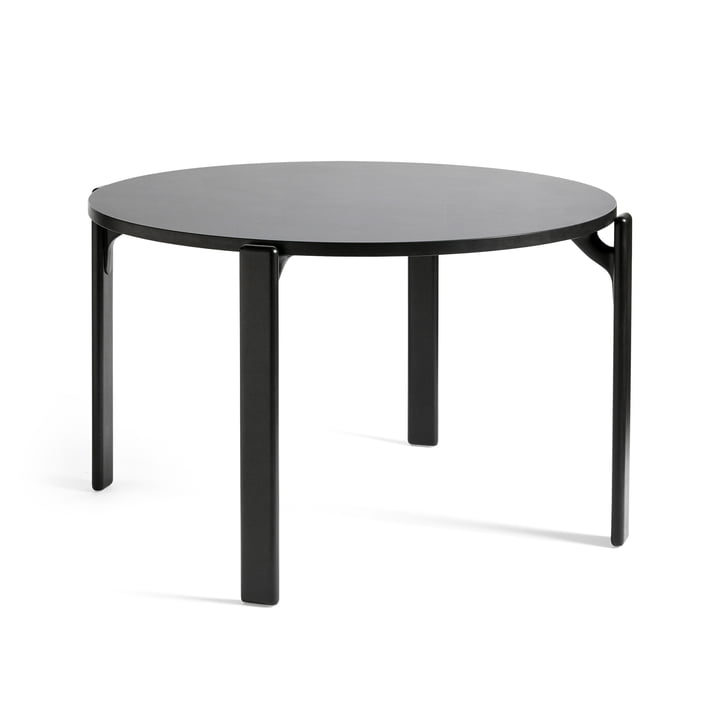 Rey Table de salle à manger, Ø 128,5 cm, deep black / Stratifié vulcano de Hay