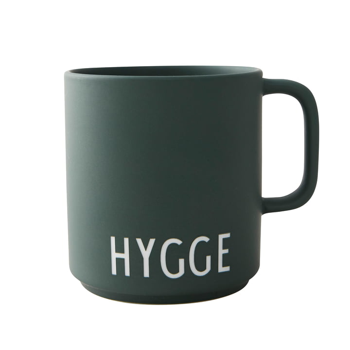 AJ Favourite Tasse en porcelaine avec anse, Hygge en vert foncé de Design Letters