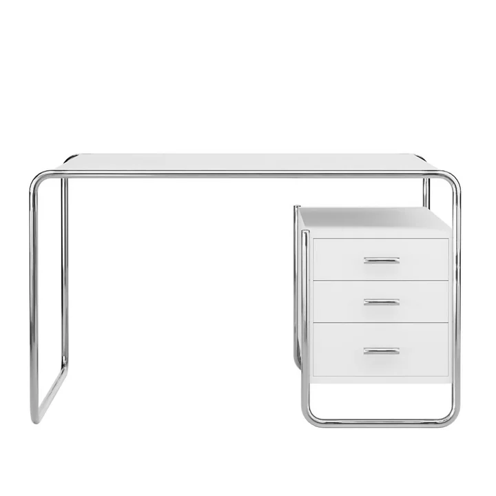 S 285/2 Bureau, chrome / frêne blanc pur vernis à film fermé (RAL 9010) de Thonet