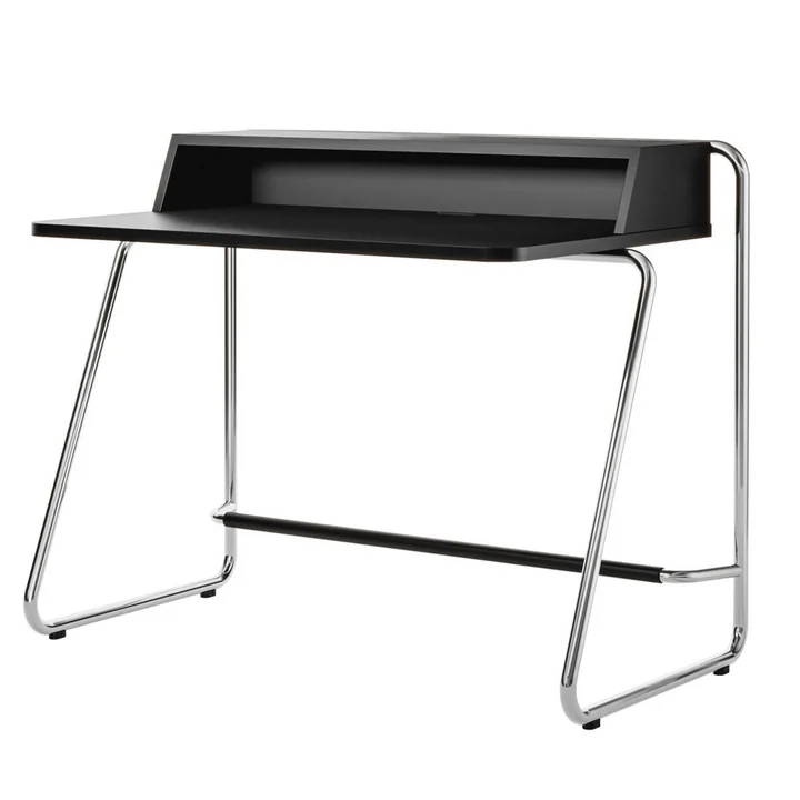 Thonet - LE SECRÉTAIRE S 1200 Secrétaire, chrome / corps en frêne teinté noir / plateau en frêne teinté noir