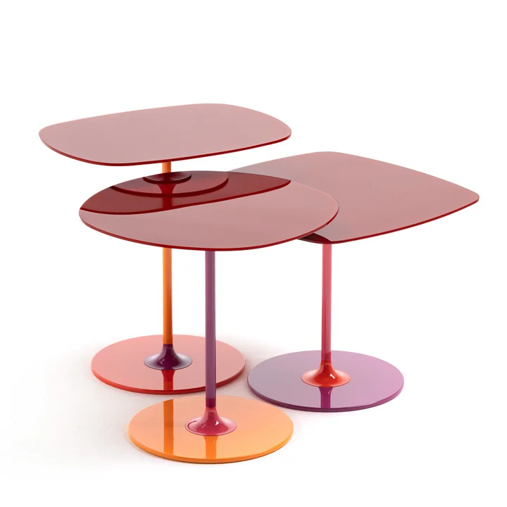 Thierry Table d'appoint Trio, bordeaux (set de 3) de Kartell