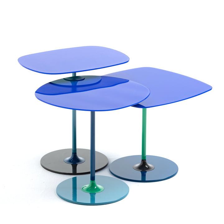 Thierry Table d'appoint Trio, bleu (set de 3) de Kartell
