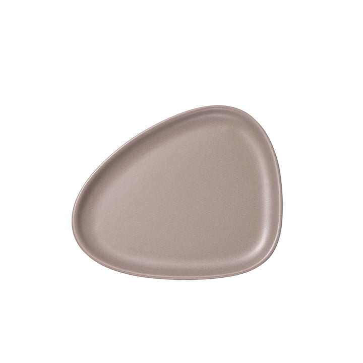 Curve Stoneware Lunch Assiette, 22 x 19 cm in warm grey de LindDNA