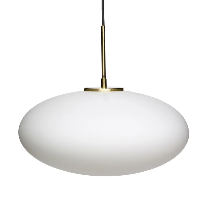 La lampe à suspension en verre de Hübsch Interior en blanc / laiton, Ø 40 cm, H 32 cm