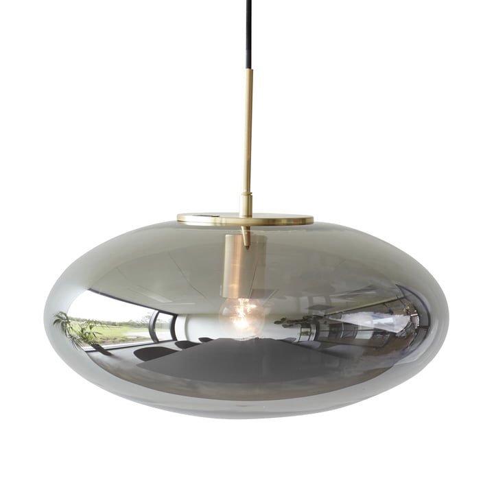 La lampe à suspension en verre de Hübsch Interior en miroir / laiton, Ø 40 cm, H 32 cm