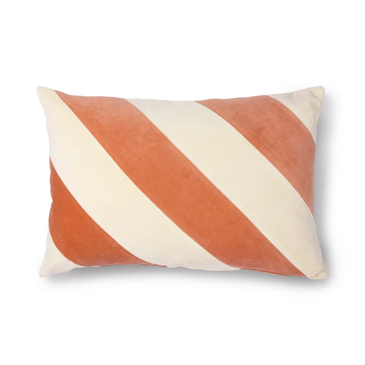 Striped Coussin en velours de HKliving dans la version peach / cream
