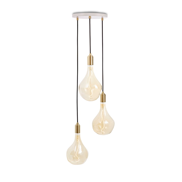 Brass Triple Set de lampes suspendues, y compris 3 x Voronoi II ampoules LED, blanc / laiton de Tala